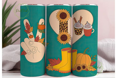 Peace Love Fall 20oz Tumbler Wrap Sublimation PixelChick 