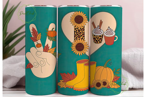 Peace Love Fall 20oz Tumbler Wrap Sublimation PixelChick 