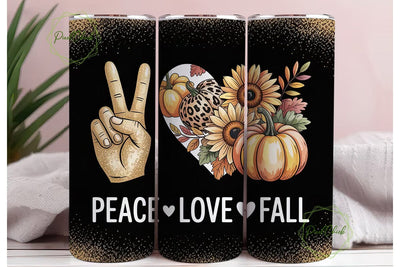 Peace Love Fall 20oz Tumbler Wrap Sublimation PixelChick 