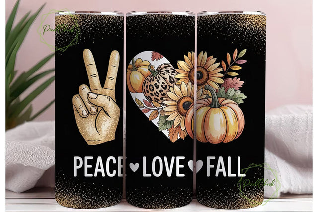 Peace Love Fall 20oz Tumbler Wrap Sublimation PixelChick 