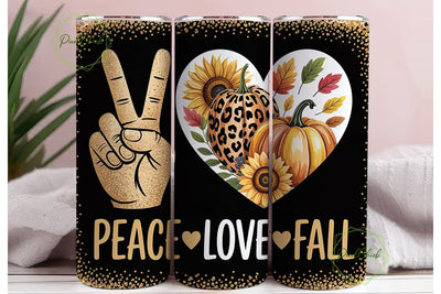 Peace Love Fall 20oz Tumbler Wrap Sublimation PixelChick 