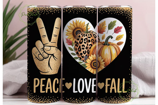 Peace Love Fall 20oz Tumbler Wrap Sublimation PixelChick 