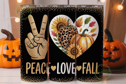 Peace Love Fall 20oz Tumbler Wrap Sublimation PixelChick 