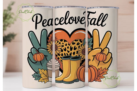 Peace Love Fall 20oz Tumbler Wrap Sublimation PixelChick 