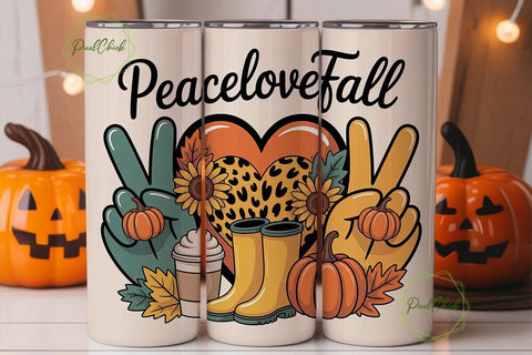 Peace Love Fall 20oz Tumbler Wrap Sublimation PixelChick 
