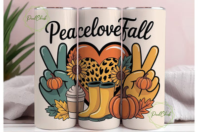 Peace Love Fall 20oz Tumbler Wrap Sublimation PixelChick 