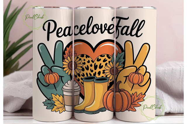 Peace Love Fall 20oz Tumbler Wrap Sublimation PixelChick 