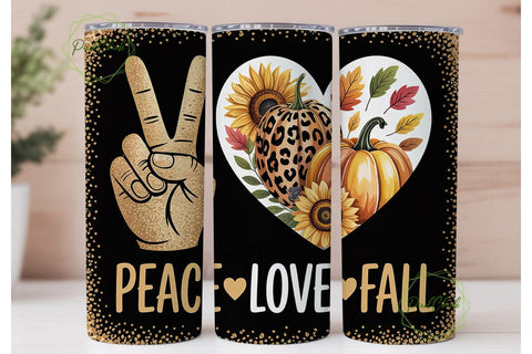 Peace Love Fall 20oz Tumbler Wrap Sublimation PixelChick 