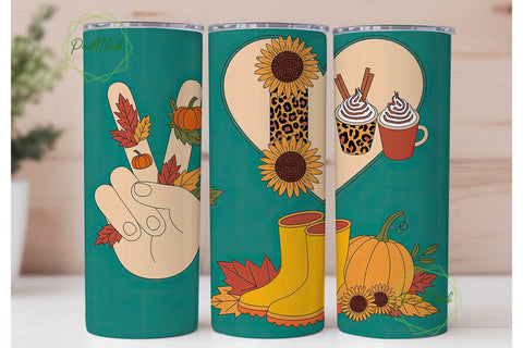 Peace Love Fall 20oz Tumbler Wrap Sublimation PixelChick 