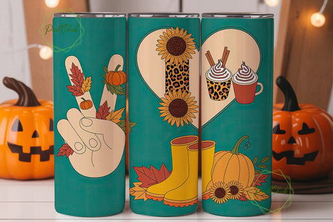 Peace Love Fall 20oz Tumbler Wrap Sublimation PixelChick 