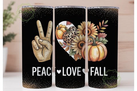 Peace Love Fall 20oz Tumbler Wrap Sublimation PixelChick 