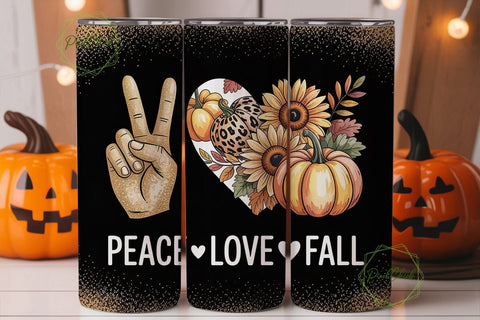 Peace Love Fall 20oz Tumbler Wrap Sublimation PixelChick 