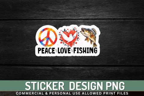 Peace love fishing Sticker Design Sublimation Regulrcrative 