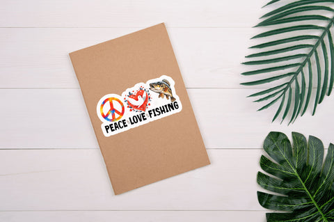 Peace love fishing Sticker Design Sublimation Regulrcrative 