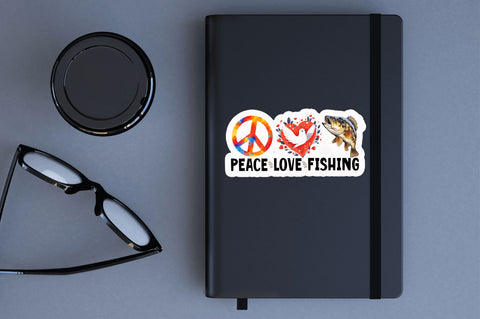 Peace love fishing Sticker Design Sublimation Regulrcrative 