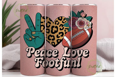 Peace Love Football 20oz Tumbler Wrap Sublimation PixelChick 