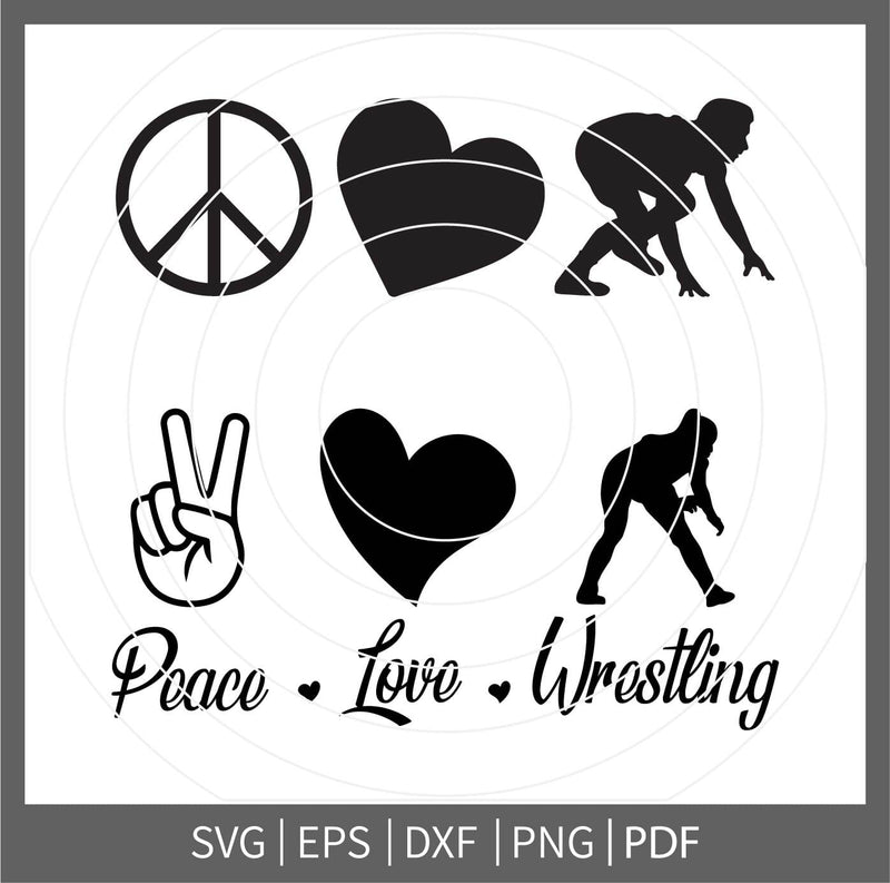 Peace Love Girls Wrestling SVG File,Female Wrestler SVG -Vector Art Commercial/Personal Use- Cricut,Silhouette,Cameo,Vinyl Cut,Iron On Vinyl SVG Dinvect 