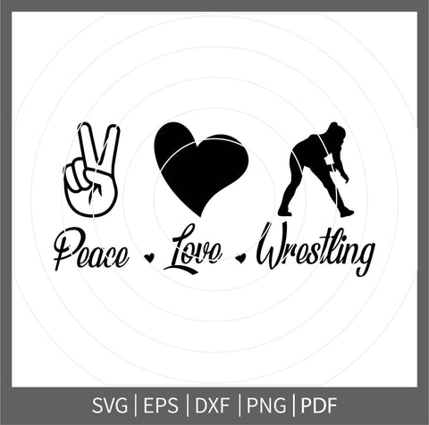 Peace Love Girls Wrestling SVG File,Female Wrestler SVG -Vector Art Commercial/Personal Use- Cricut,Silhouette,Cameo,Vinyl Cut,Iron On Vinyl SVG Dinvect 