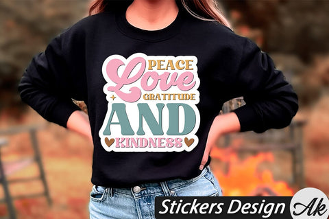 Peace love gratitude and kindness Stickers Design SVG akazaddesign 