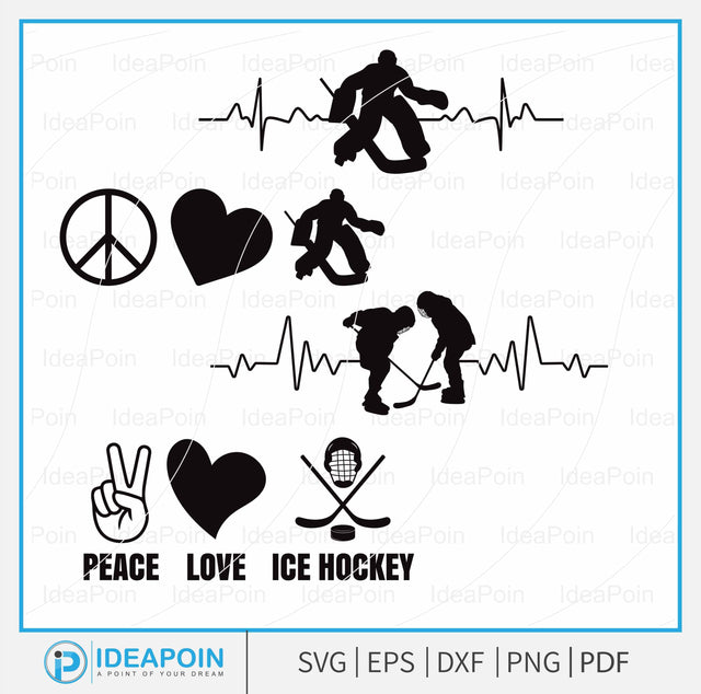 Peace love Ice hockey svg, Hockey svg file, Ice hockey heartbeat SVG, Heartbeat png, Ice hockey svg, sports svg SVG Dinvect 