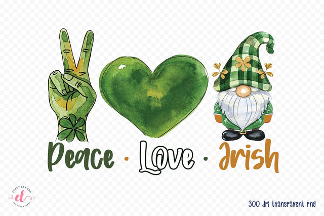 Peace Love Irish - St. Patrick's Day Sublimation Sublimation CraftLabSVG 