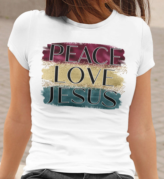 Peace Love Jesus Brush Strokes | Christian Christmas Typography PNG | Faith Holiday Design Sublimation Print Perfect Design Shop 