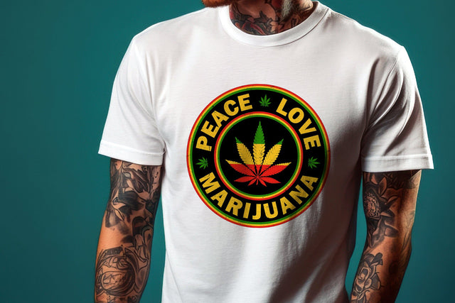 Peace Love Marijuana - Cannabis Leaf Rasta Png Sublimation Karma Genie Graphics 
