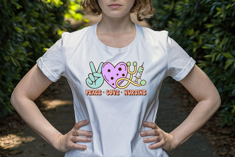 Peace Love Nursing - Nurse Sublimation Sublimation CraftLabSVG 