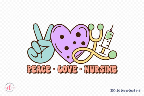 Peace Love Nursing - Nurse Sublimation Sublimation CraftLabSVG 
