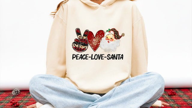 Peace Love Santa PNG | Retro Peace Love Christmas Sublimation | Groovy Holiday Sublimation Design Sublimation Print Perfect Design Shop 