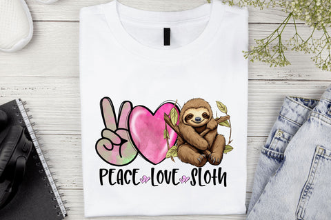 Peace Love Sloth Sublimation Design Sublimation Regulrcrative 