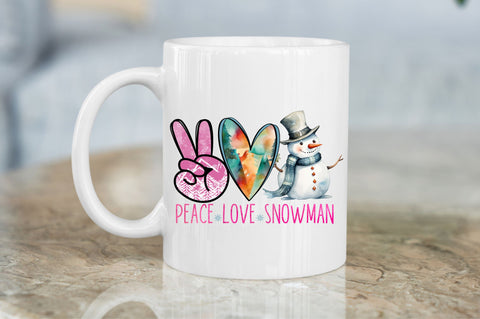 Peace Love Snowman PNG Design Sublimation Regulrcrative 