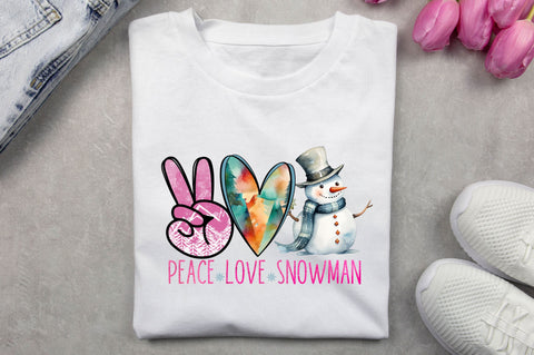 Peace Love Snowman PNG Design Sublimation Regulrcrative 