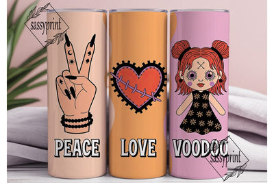 Peace Love Voodoo 20oz Tumbler Wrap Sublimation sassyprint 