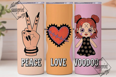 Peace Love Voodoo 20oz Tumbler Wrap Sublimation sassyprint 