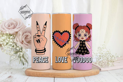 Peace Love Voodoo 20oz Tumbler Wrap Sublimation sassyprint 