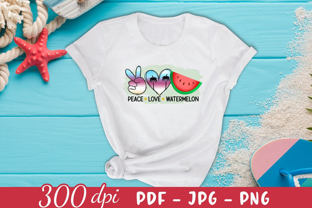 Peace Love Watermelon - Summer Sublimation Design Sublimation CraftLabSVG 