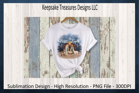 Peace On Earth Nativity Scene, Sublimation PNG, Christmas Baby Jesus, Christmas Sweatshirt Designs, Religious Home Decor, Digital Download Sublimation Keepsake Treasures Designs LLC. 