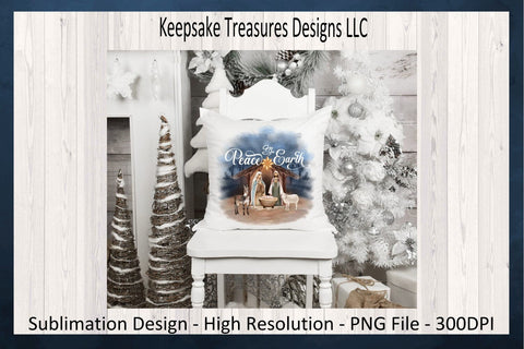 Peace On Earth Nativity Scene, Sublimation PNG, Christmas Baby Jesus, Christmas Sweatshirt Designs, Religious Home Decor, Digital Download Sublimation Keepsake Treasures Designs LLC. 