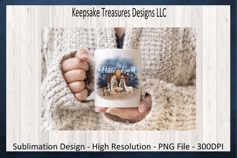 Peace On Earth Nativity Scene, Sublimation PNG, Christmas Baby Jesus, Christmas Sweatshirt Designs, Religious Home Decor, Digital Download Sublimation Keepsake Treasures Designs LLC. 