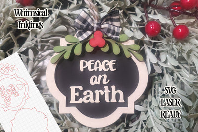 Peace On Earth Ornament Laser SVG SVG Whimsical Inklings 