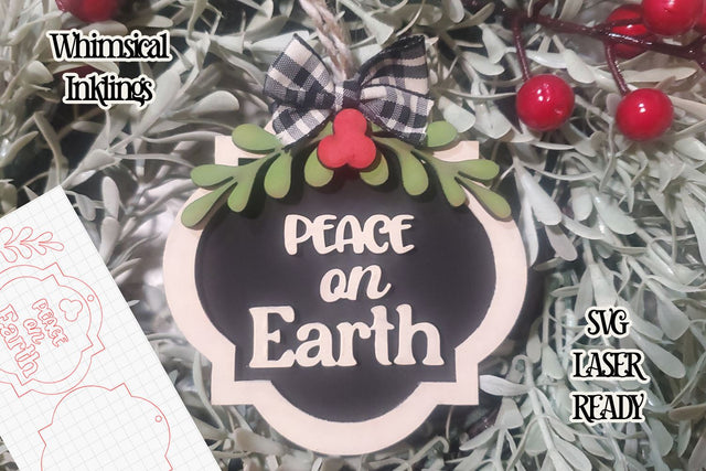 Peace On Earth Ornament Laser SVG SVG Whimsical Inklings 
