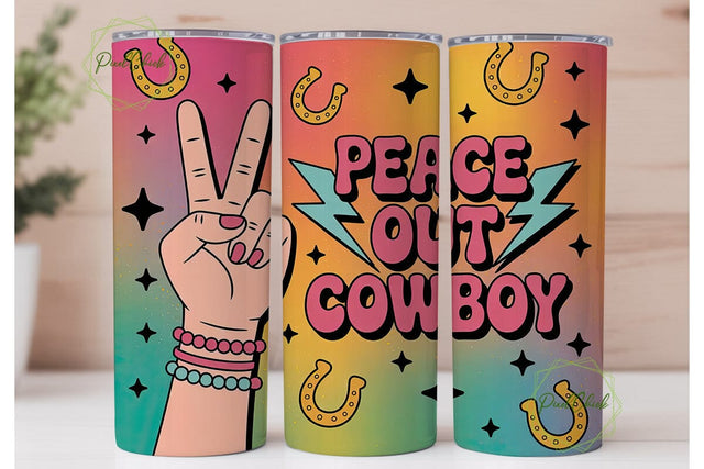 Peace Out Cowboy 20oz Tumbler Wrap Sublimation PixelChick 