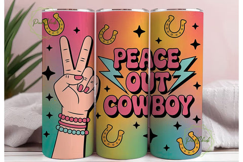 Peace Out Cowboy 20oz Tumbler Wrap Sublimation PixelChick 