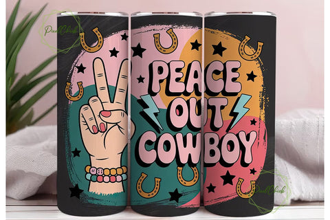 Peace Out Cowboy 20oz Tumbler Wrap Sublimation PixelChick 