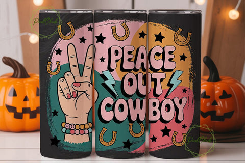 Peace Out Cowboy 20oz Tumbler Wrap Sublimation PixelChick 