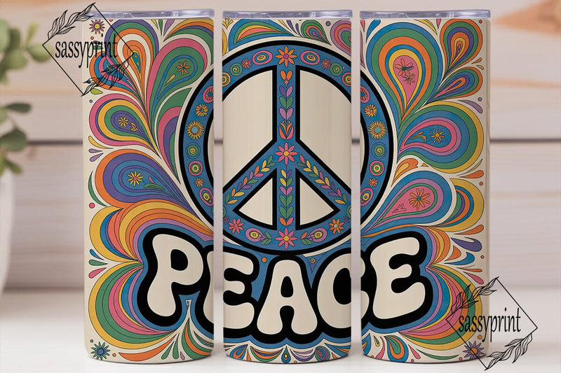 Peace Sign 20oz Tumbler Wrap Sublimation sassyprint 