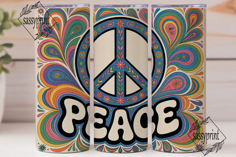 Peace Sign 20oz Tumbler Wrap Sublimation sassyprint 