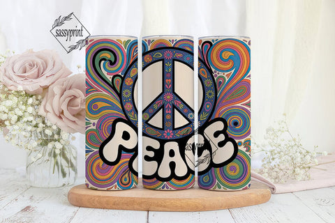 Peace Sign 20oz Tumbler Wrap Sublimation sassyprint 