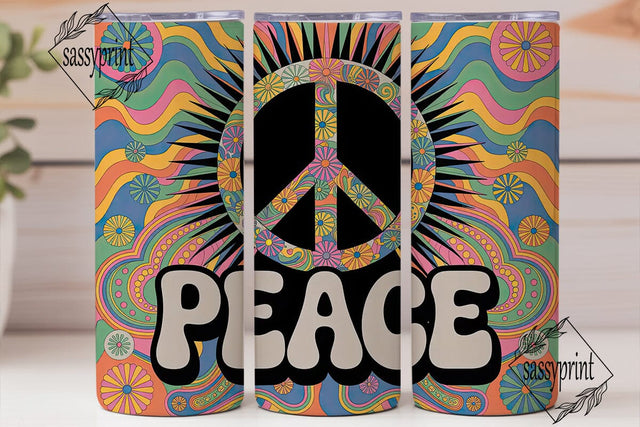 Peace Sign 20oz Tumbler Wrap Sublimation sassyprint 